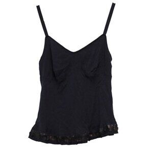 Vintage Y2K Anne Klein 100% Silk Babydoll Cami 12 Petite Navy Sequins Grunge 90s